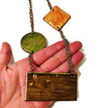 Geometric Bib Necklace with Double Layered Bronze & Copper Chain - Velora Luxury Fashion