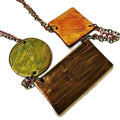 Geometric Bib Necklace with Double Layered Bronze & Copper Chain - Velora Luxury Fashion