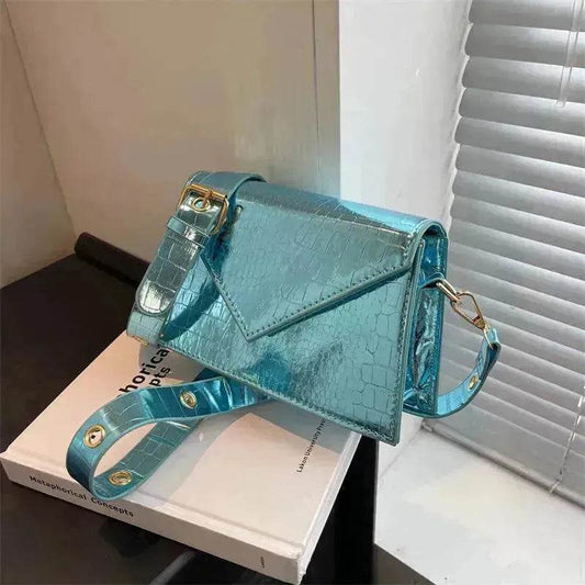 Glossy Stone Pattern Shoulder Crossbody HandBag