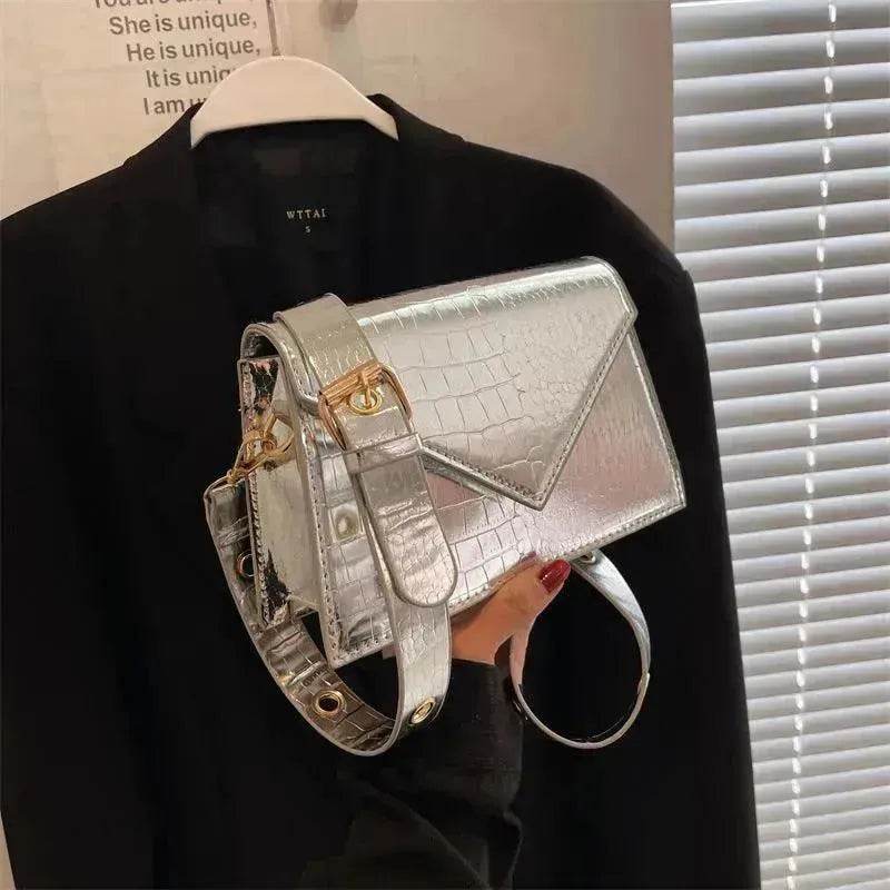 Glossy Stone Pattern Shoulder Crossbody HandBag