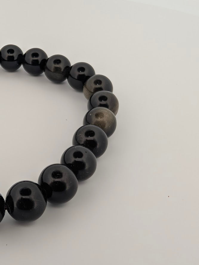 Golden Obsidian Bracelet — 6mm & 8mm Round Beads
