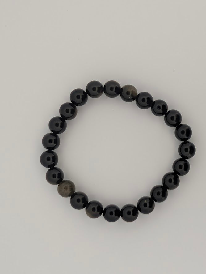 Golden Obsidian Bracelet — 6mm & 8mm Round Beads