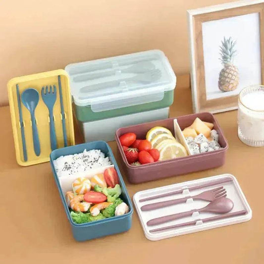 Grid Lunch Box Children's Lunch Box Set Ins Student Office Worker Insulated Lunch Box Plastic Sealed Fresh-Keeping Box - Velora