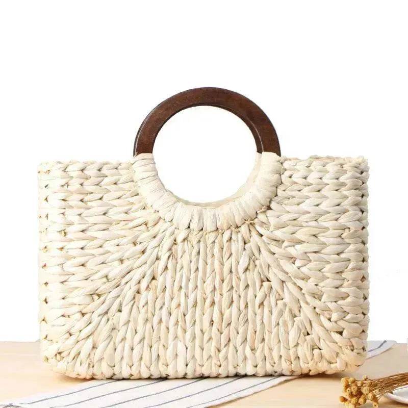 Hand-woven Summer Beach bag Mori solid color large capacity