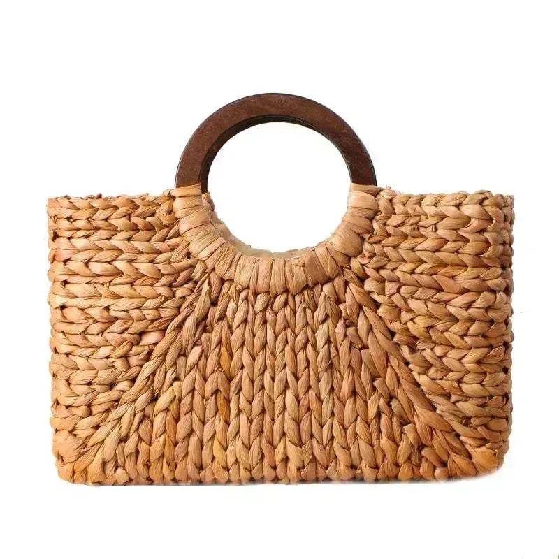Hand-woven Summer Beach bag Mori solid color large capacity