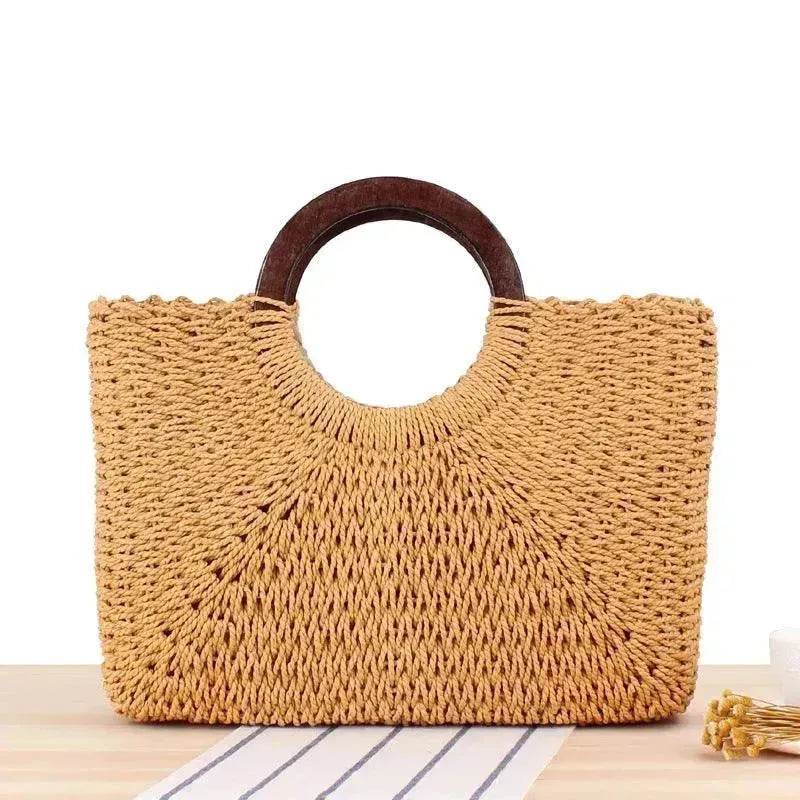 Hand-woven Summer Beach bag Mori solid color large capacity