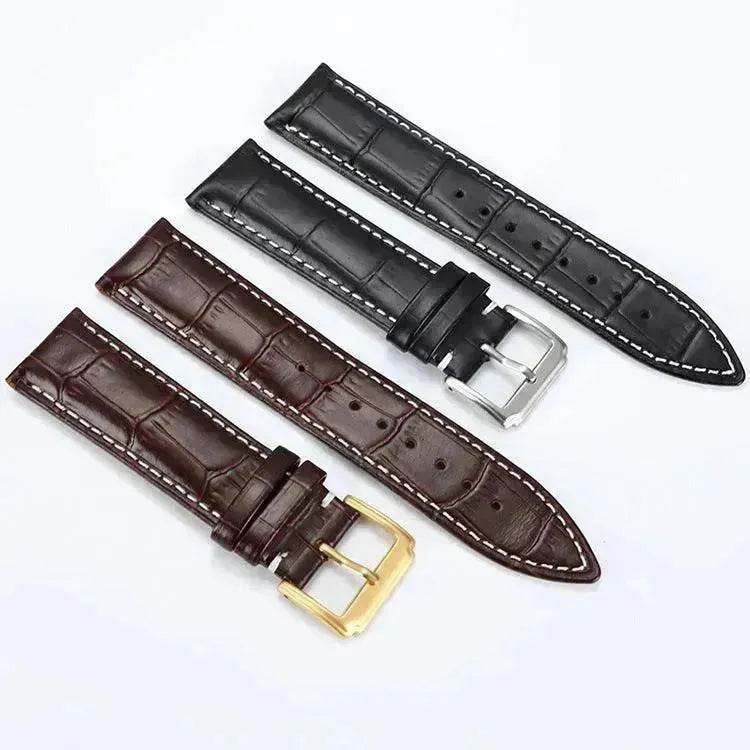 Head Layer Leather Bamboo Knot Pattern Watch Strap Accessories - Velora