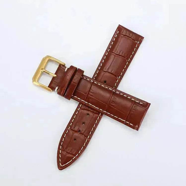 Head Layer Leather Bamboo Knot Pattern Watch Strap Accessories - Velora