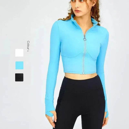 High Neck Zipper Sports Gym Suit - Velora