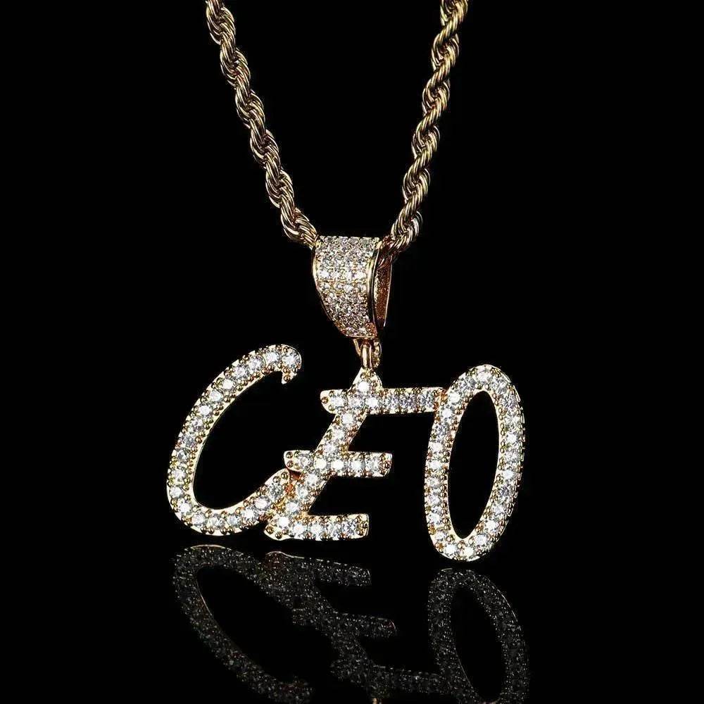 Hip Hop Straw Body Alphanumeric Patchwork DIY Pendant Micro Zirconia Necklace - Velora