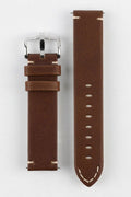 HIRSCH Ranger Retro Leather Parallel Strap Gold Brown 20mm Silver Buckle  | 05402070-20-SB - Velora Luxury Fashion