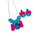 Chunky Statement Necklace in Turquoise, Denim Blue & Pink - Velora Luxury Fashion