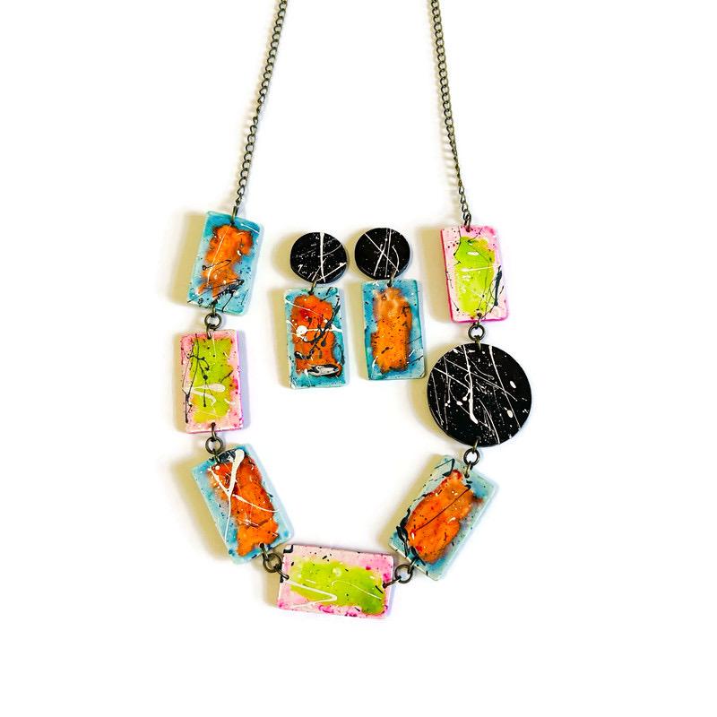 Paint Splash Jewelry Set Handmade - Velora Luxury Fashion