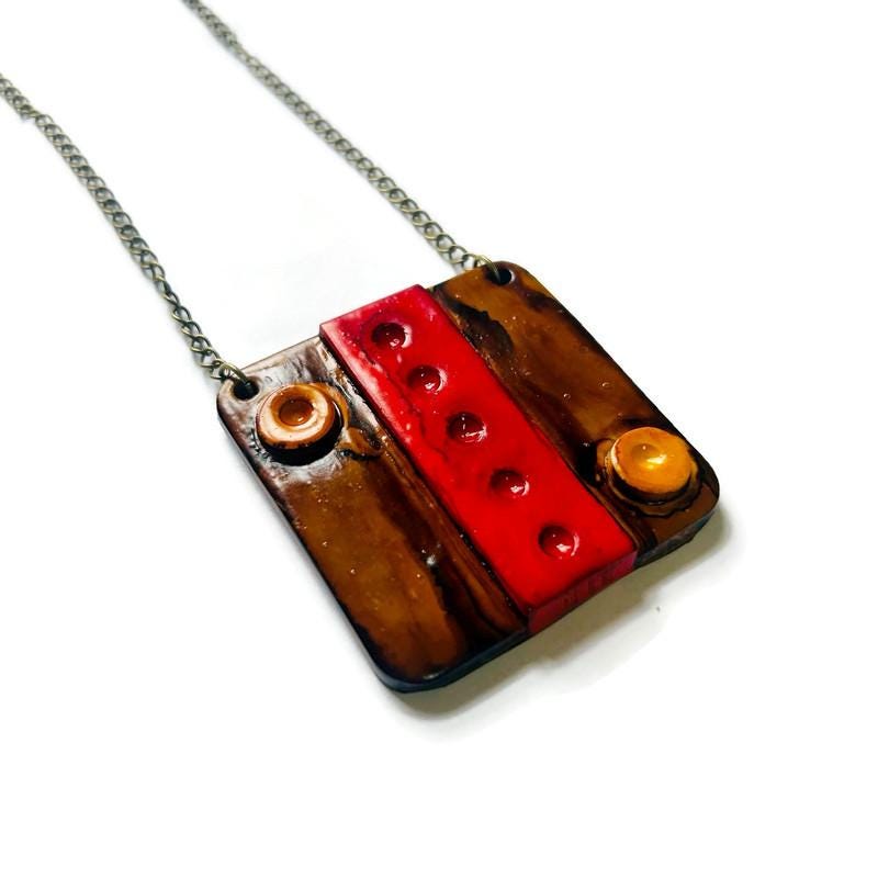 Orange Square Statement Pendant Necklace - Velora Luxury Fashion
