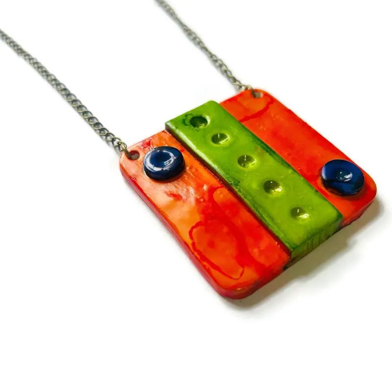 Bold Handmade Polymer Clay Pendant - Velora Luxury Fashion