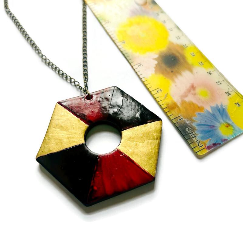 Large Hexagon Pendant Necklace Handmade - Velora Luxury Fashion