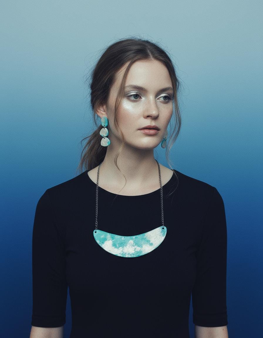 Turquoise and Silver Statement Necklace Handmade - Velora Luxury Fashion