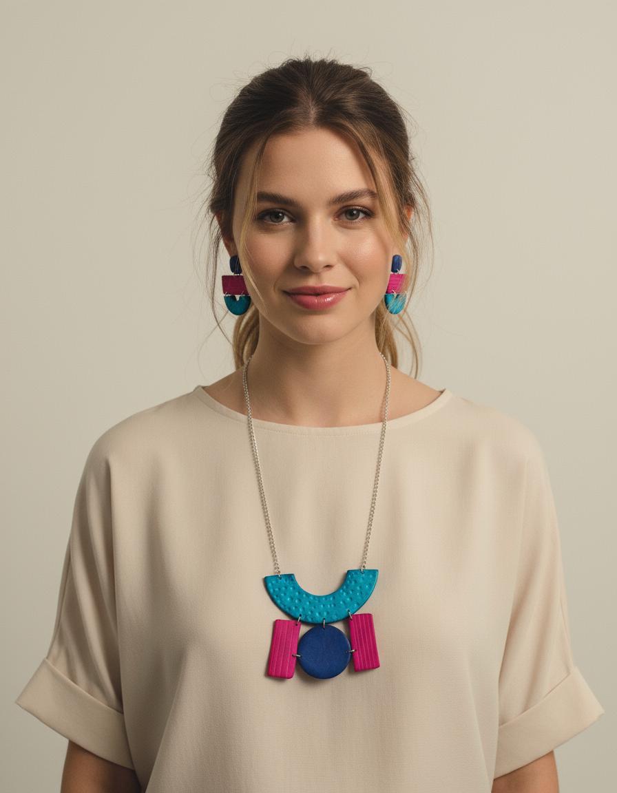 Colorful Statement Geometric Jewelry Set - Velora Luxury Fashion