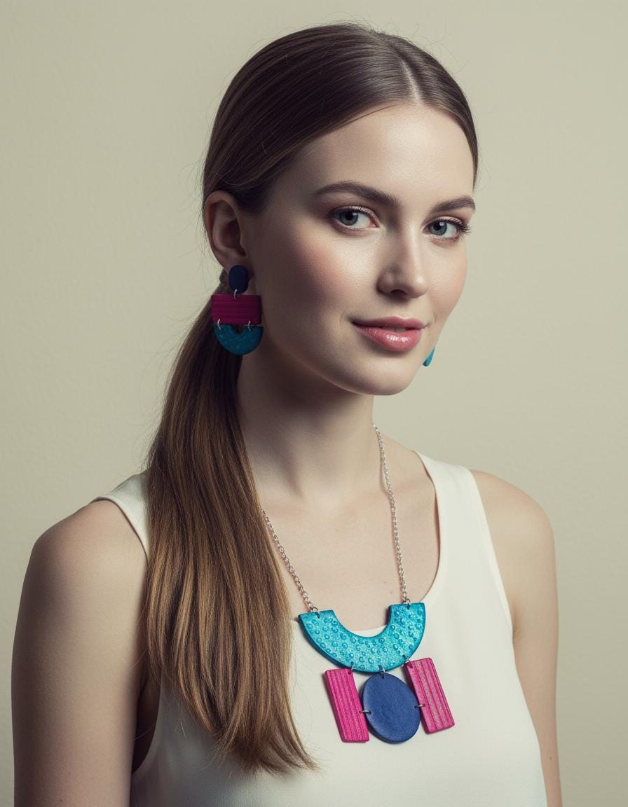 Colorful Statement Geometric Jewelry Set - Velora Luxury Fashion