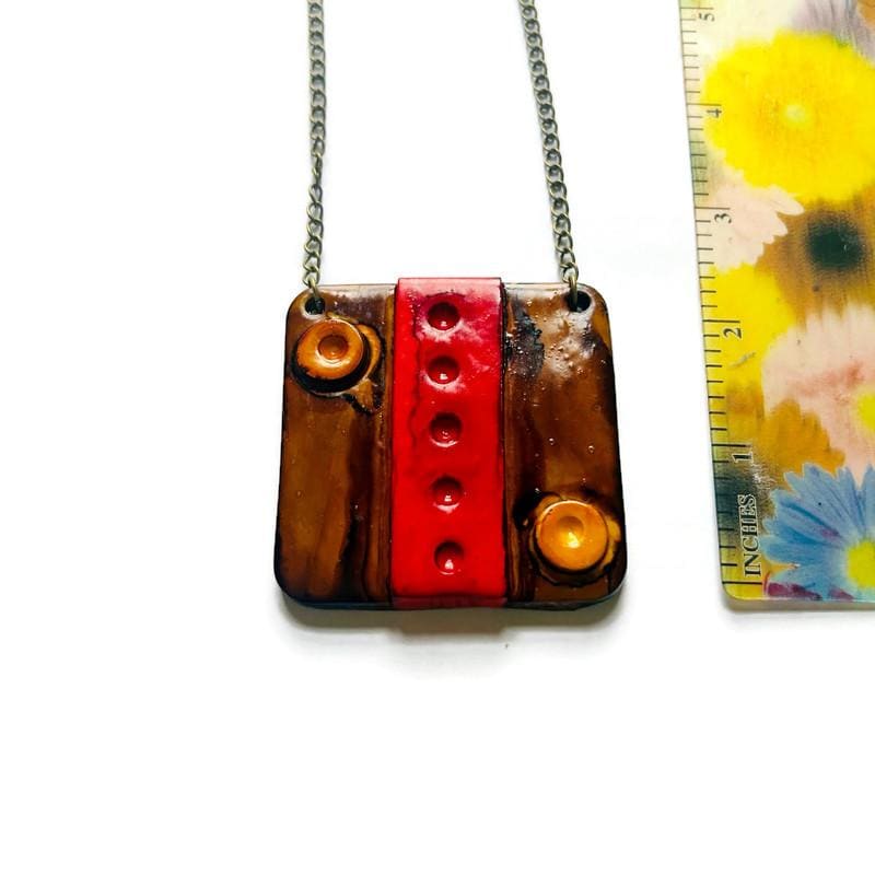 Orange Square Statement Pendant Necklace - Velora Luxury Fashion