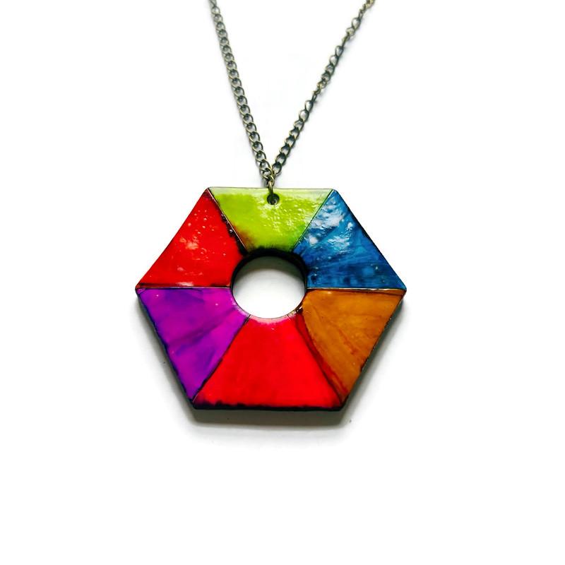 Rustic Geometric Pendant Handmade - Velora Luxury Fashion