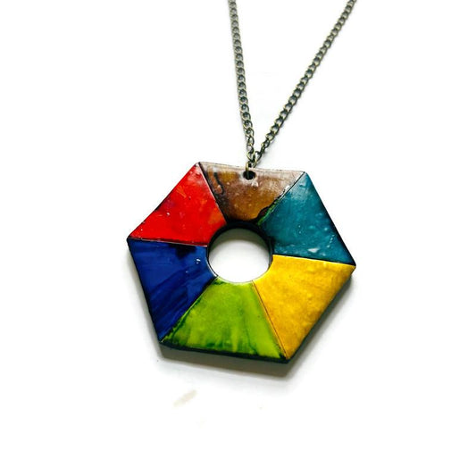 Rustic Geometric Pendant Handmade - Velora Luxury Fashion
