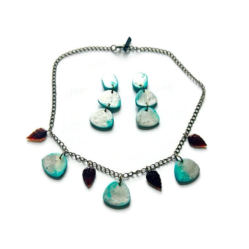 Icy Blue & Silver Necklace & Earring Set - Velora Luxury Fashion
