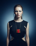 Orange Square Statement Pendant Necklace - Velora Luxury Fashion