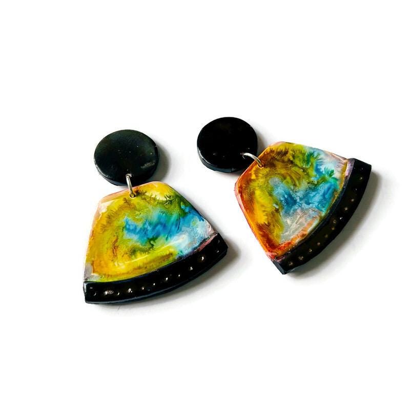 Alcohol Ink Jewelry Set with Necklace & Earrings