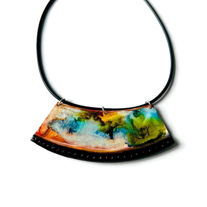 Alcohol Ink Jewelry Set with Necklace & Earrings