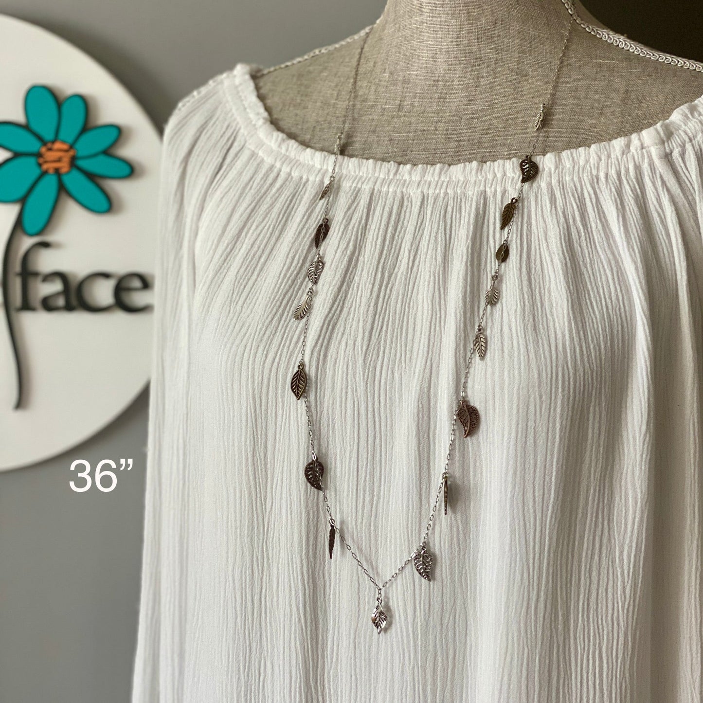 Waterfall Leaf Necklace – Long Layering Chain with Cascading Silver & Mixed Metal Leaves - Velora