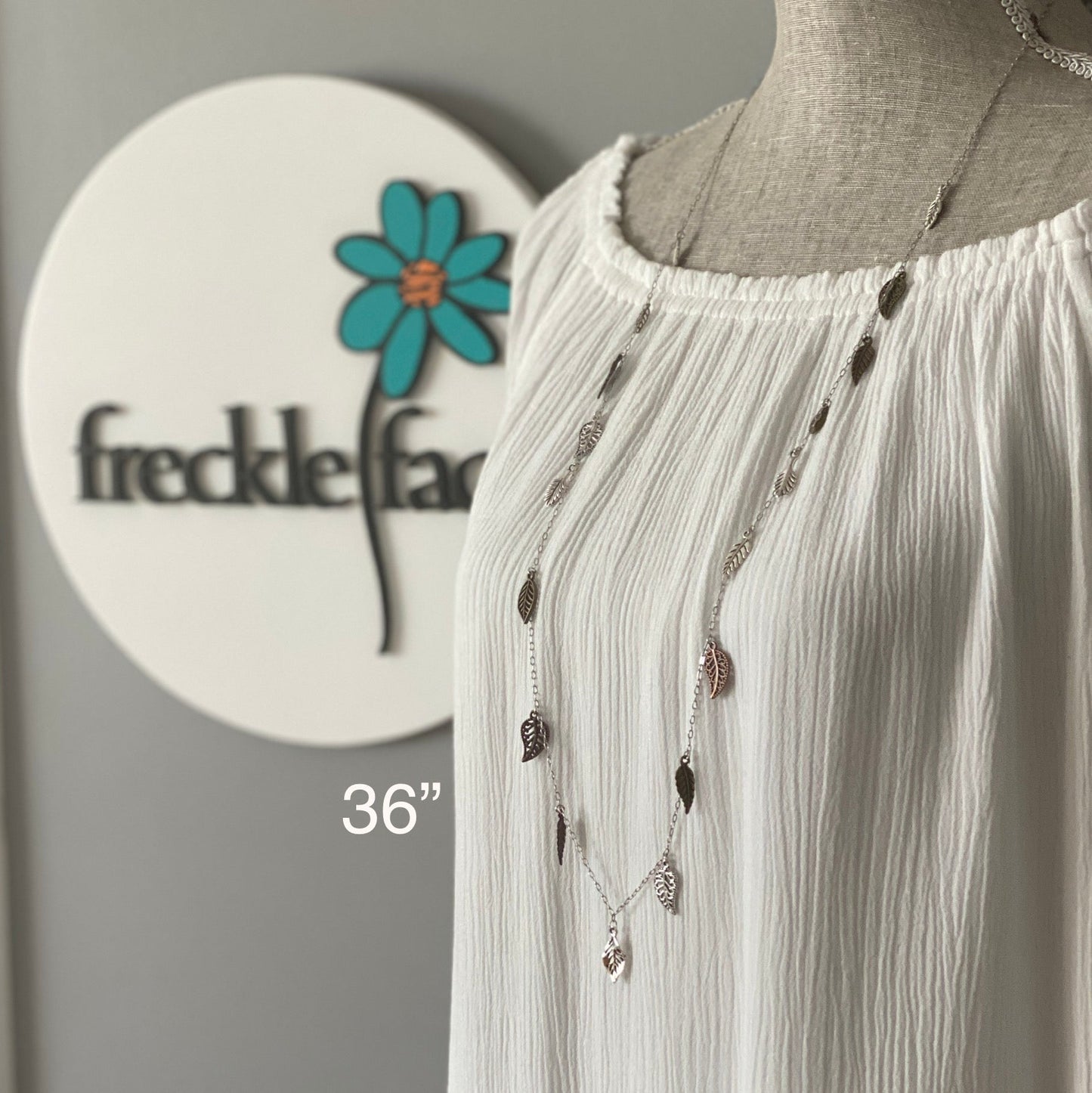 Waterfall Leaf Necklace – Long Layering Chain with Cascading Silver & Mixed Metal Leaves - Velora