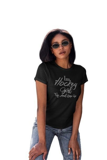 Hockey Girl Rhinestone Shirt – Sparkle Women's Hockey Bling Tee | Blingdazzel