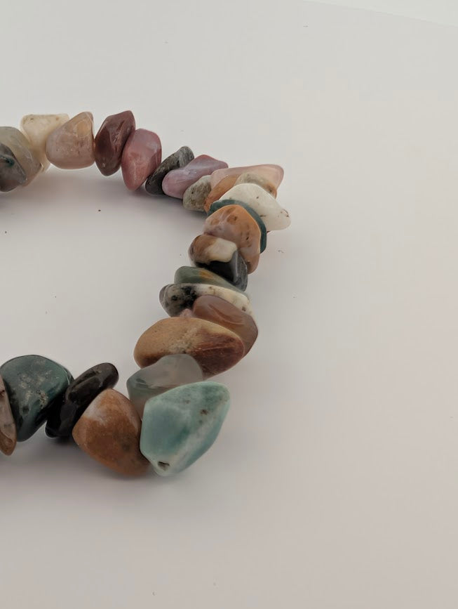 Indian Agate Bracelet — Chip & 8mm Round Beads