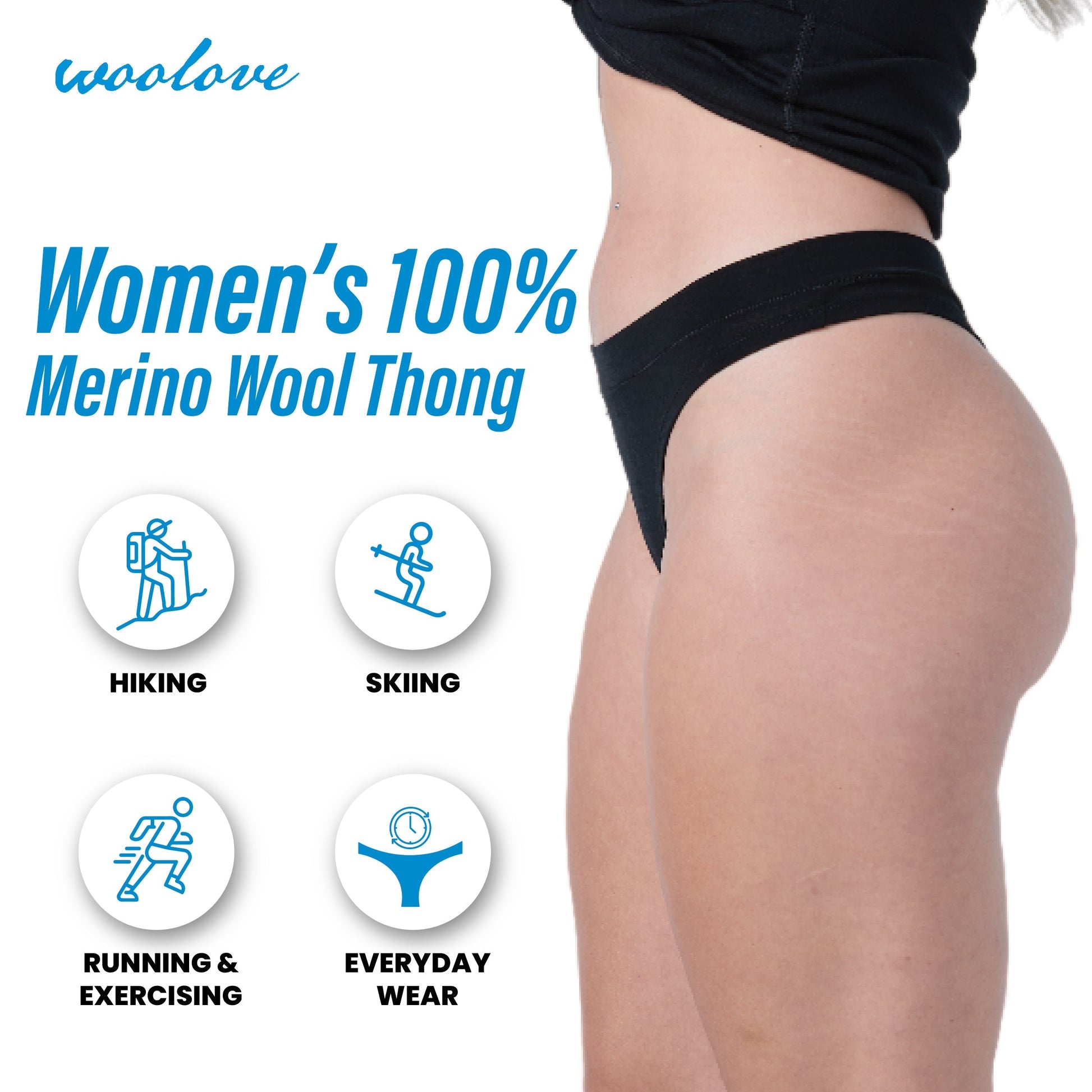 Women's Odour Blocking Merino Wool Underwear - Thong - Velora