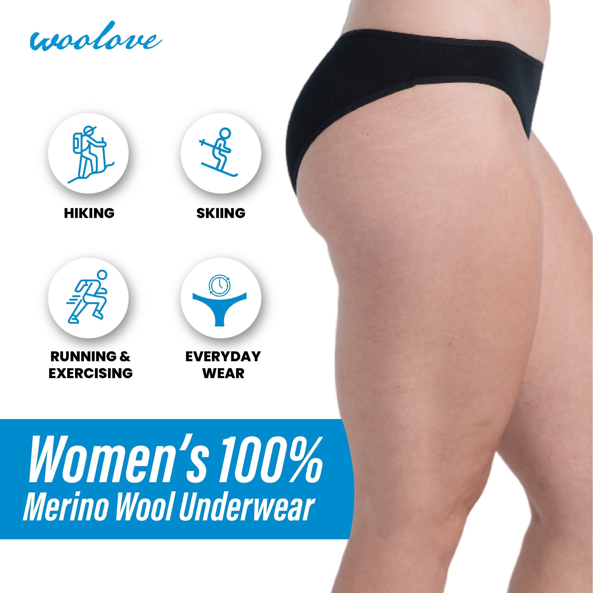 Women's Odour Blocking Merino Wool Bikini Brief Underwear - Velora