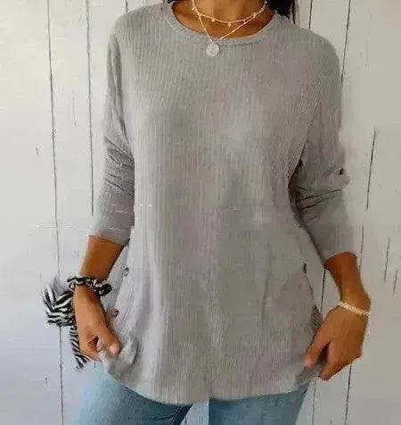 Casual Summer Irregular Sunken Top Button tunic top Women - Velora