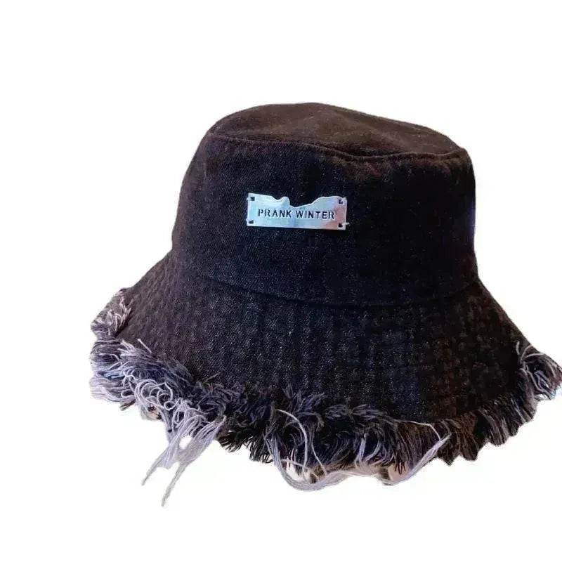 Jean Fisherman Hat Women's Spring And Summer Thin Washed Old Frayed Edge Bucket Hat Outdoor - Velora