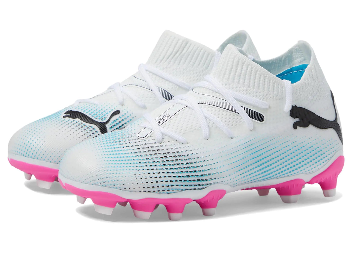 PUMA Future 7 Match FG/AG Youth - White/Black/Pink, Size 6M