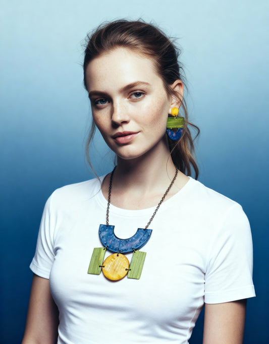 Geometric Jewelry Set with Statement Necklace & Large Earrings - Velora Luxury Fashion