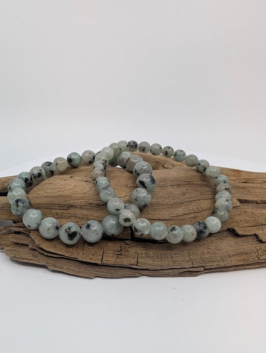 Kiwi Jasper Bracelet — 6mm & 8mm Round Beads