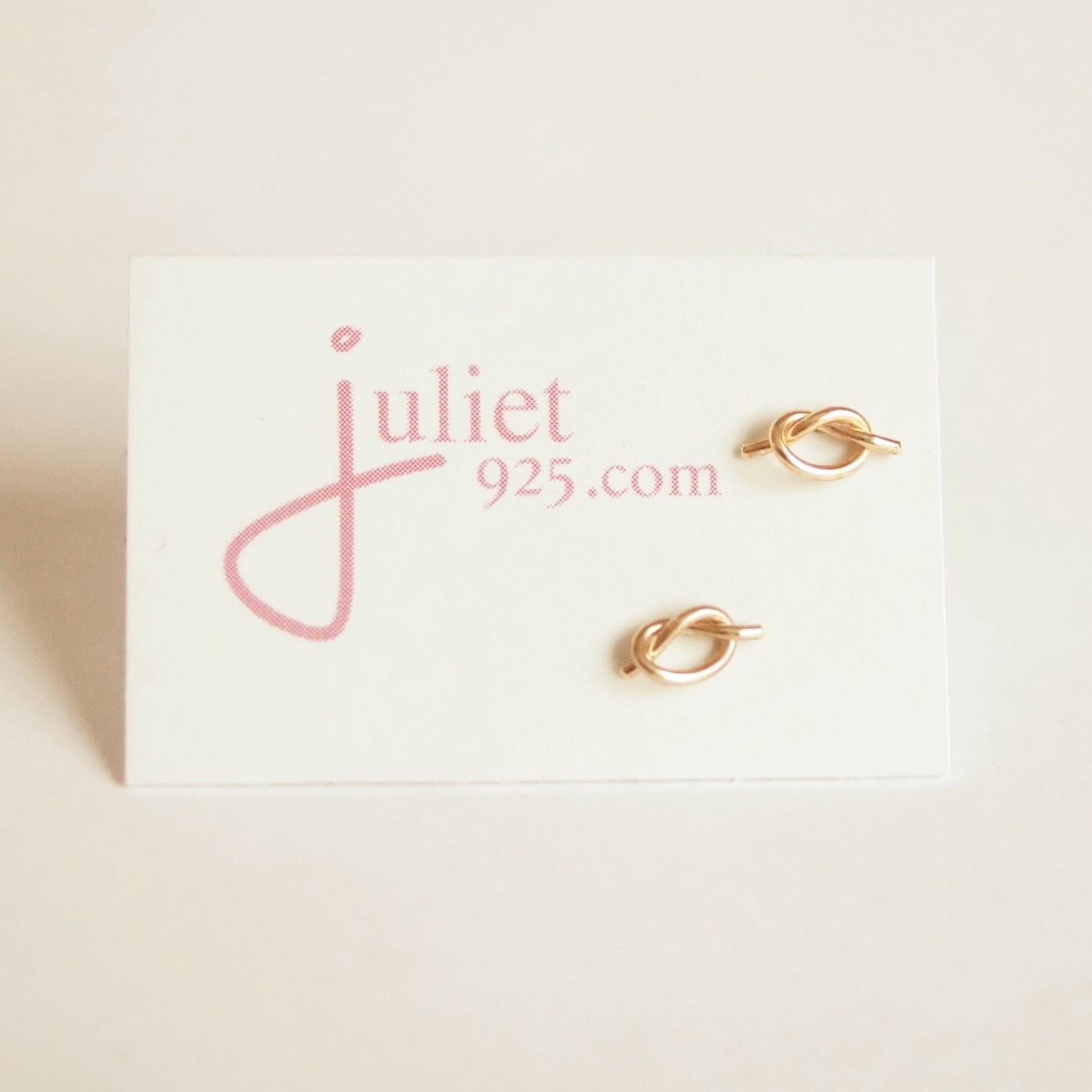 Hand tied knot earrings 14k gold