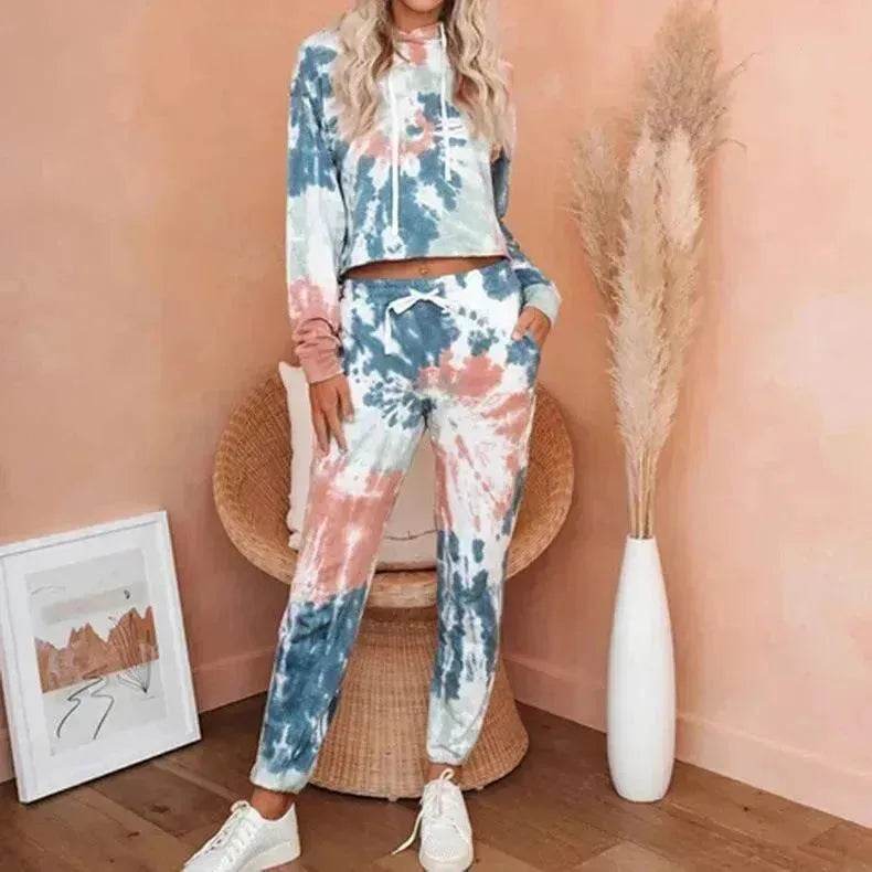 Ladies Casual Long-sleeved Tie-dye Printing Ladies Casual Suit - Velora
