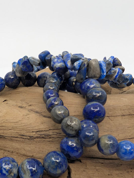 Lapis Lazuli Bracelet — Chip, 6mm & 8mm Round Beads