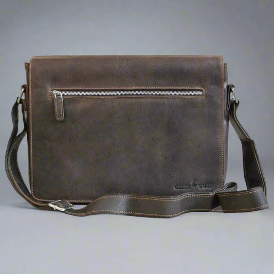 Greenwood Leather Laptop Bag. Premium Waxed Pull-Up Leather Messenger Bag Boutique of Leathers/Open Road