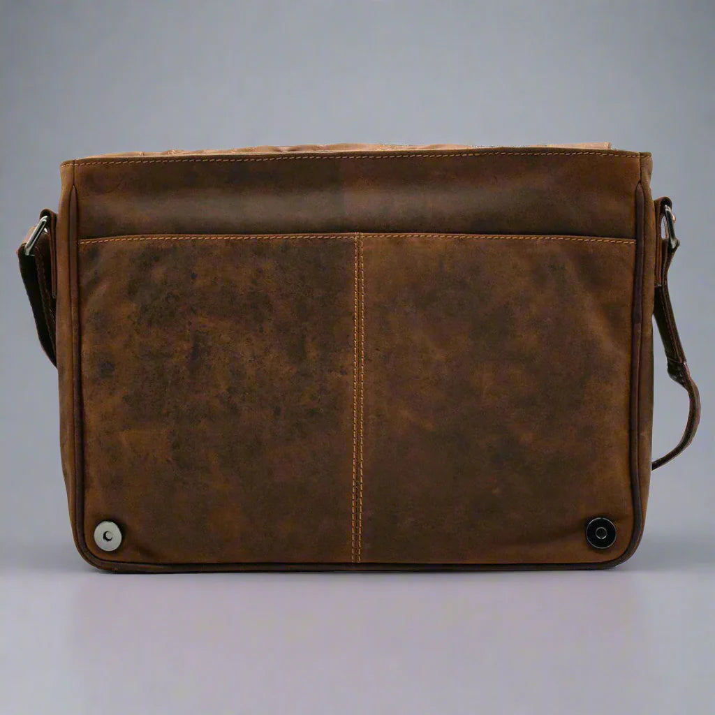 Greenwood Leather Laptop Bag. Premium Waxed Pull-Up Leather Messenger Bag Boutique of Leathers/Open Road