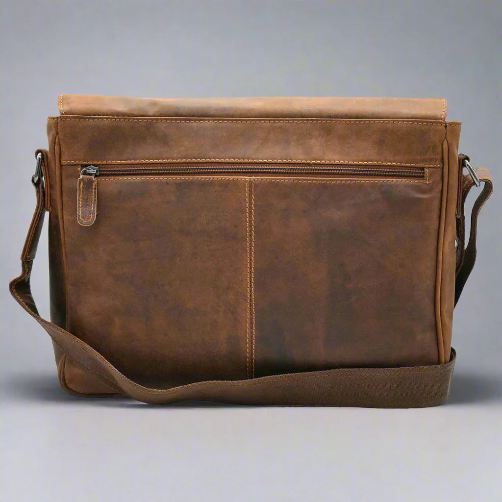 Greenwood Leather Laptop Bag. Premium Waxed Pull-Up Leather Messenger Bag Boutique of Leathers/Open Road