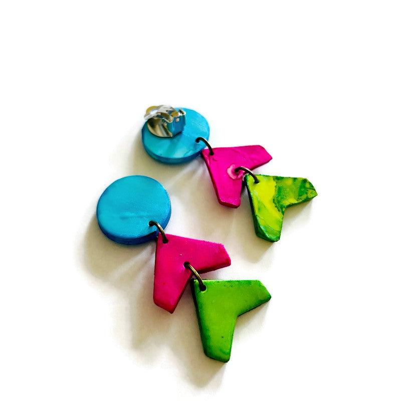 Large Neon Geometric Pendant Handmade - Velora Luxury Fashion