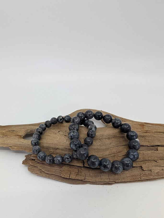 Larvikite Bracelet — 8mm & 10mm Round Beads