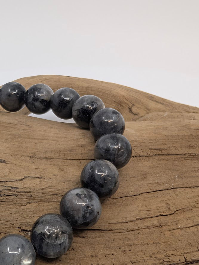 Larvikite Bracelet — 8mm & 10mm Round Beads